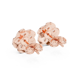 Back-View: Round Diamond Earrings with Stud Setting in 14k Rose Gold - Lab Grown - Driona Jewels