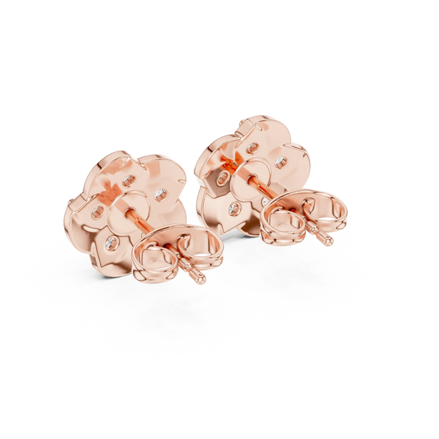 Back-View: Round Diamond Earrings with Stud Setting in 14k Rose Gold - Lab Grown - Driona Jewels