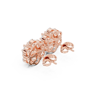 Back-View: Round Diamond Earrings with Stud Setting in 14k Rose Gold - Lab Grown - Driona Jewels