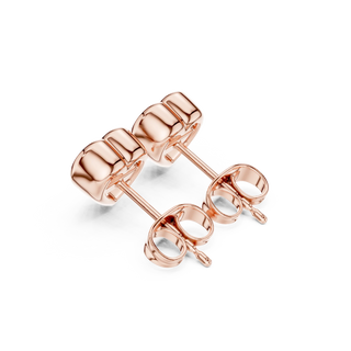 Pair-Shot: Round Diamond Earrings with Stud Setting in 14k Rose Gold - Lab Grown - Driona Jewels