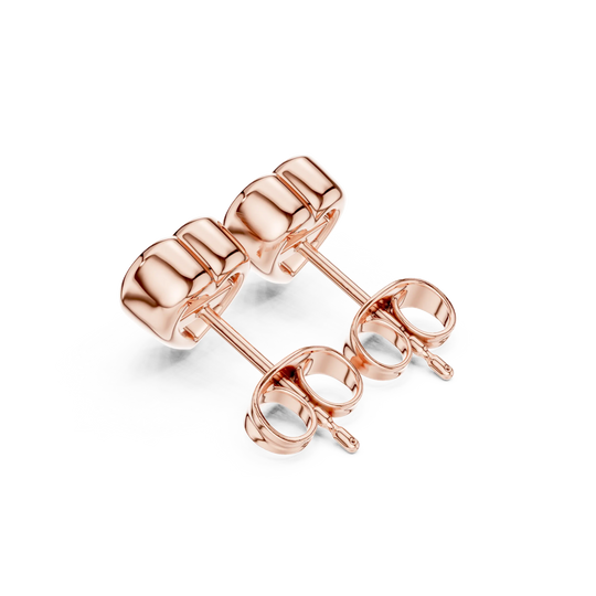 Pair-Shot: Round Diamond Earrings with Stud Setting in 14k Rose Gold - Lab Grown - Driona Jewels
