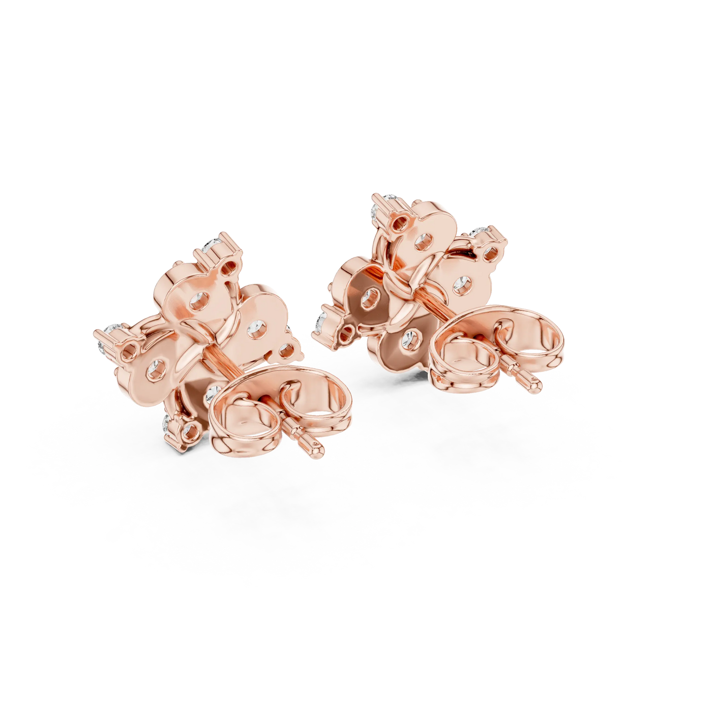 Pair Shot: Round Diamond Earrings with Stud Setting in 14k Rose Gold - Lab Grown - Driona Jewels