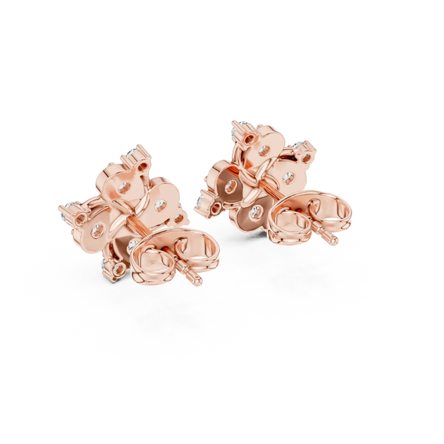 Pair Shot: Round Diamond Earrings with Stud Setting in 14k Rose Gold - Lab Grown - Driona Jewels