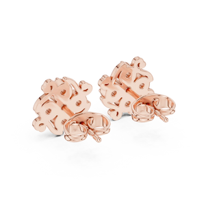 Pair-Shot: Round Diamond Earrings with Stud Setting in 14k Rose Gold - Lab Grown - Driona Jewels