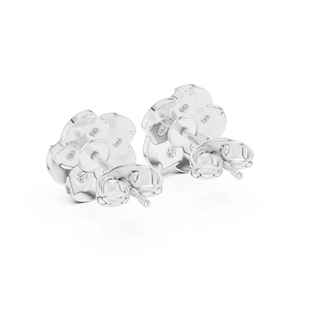 Pair-shot: Round Diamond Earrings with Stud Setting in 925 Silver - Lab Grown - Driona Jewels