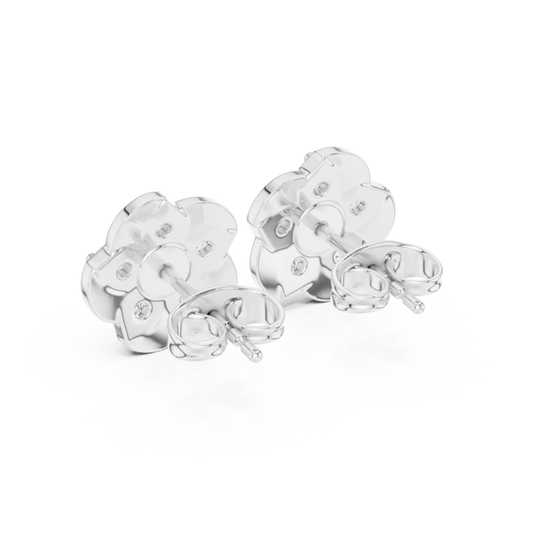 Pair-shot: Round Diamond Earrings with Stud Setting in 925 Silver - Lab Grown - Driona Jewels