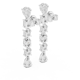 Front-view: Round Diamond Earrings with Stud Setting in 14k White Gold - Lab Grown - Driona Jewels