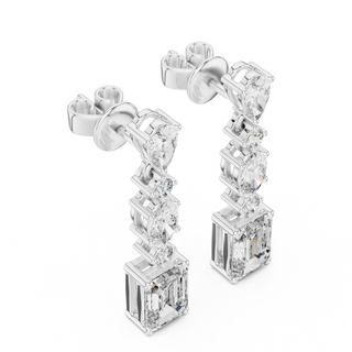 Pair-shot: Round Diamond Earrings with Stud Setting in 14k White Gold - Lab Grown - Driona Jewels