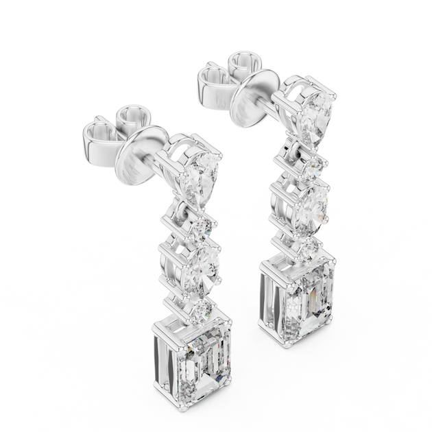 Pair-shot: Round Diamond Earrings with Stud Setting in 14k White Gold - Lab Grown - Driona Jewels