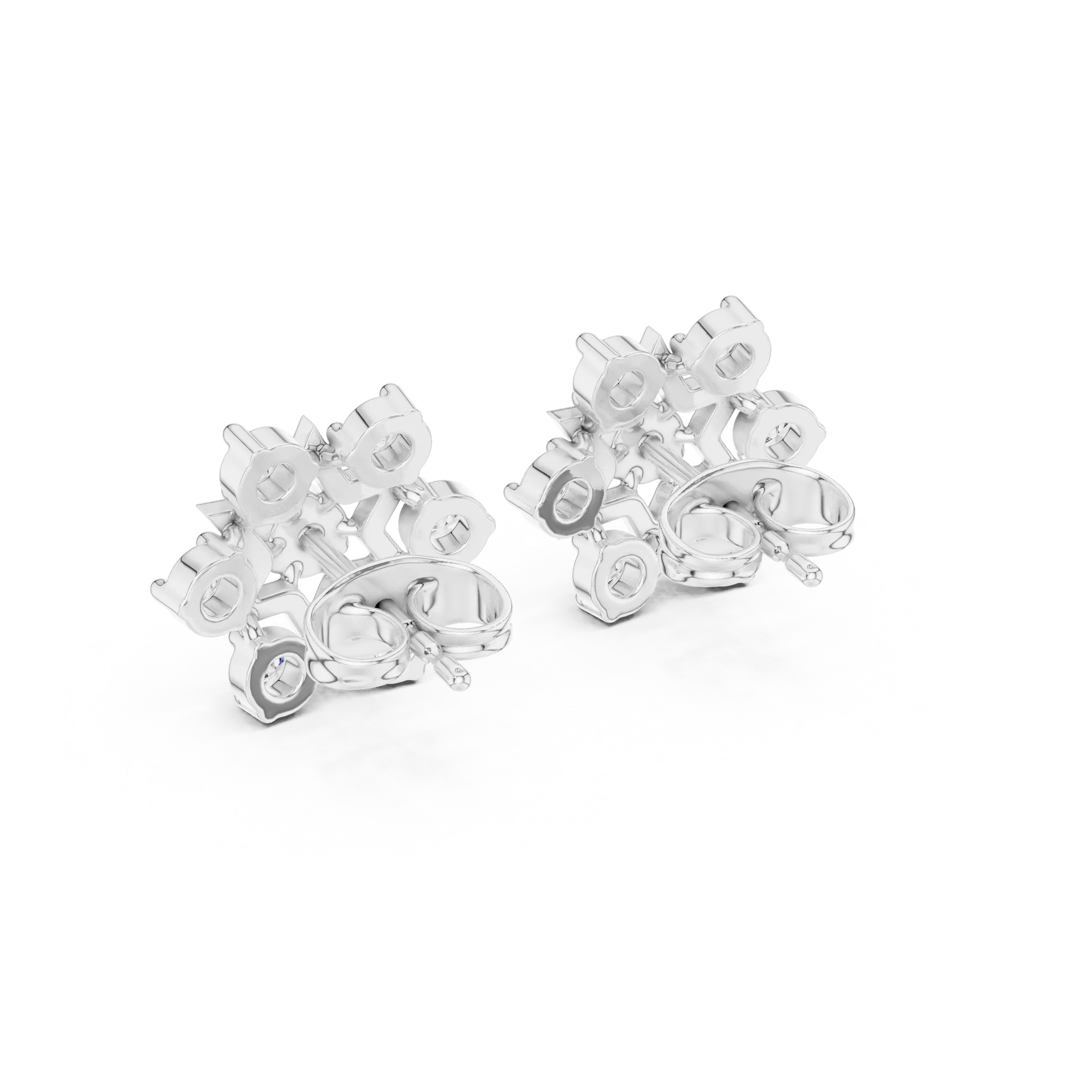 Pair-shot: Round Diamond Earrings with Stud Setting in 14k White Gold - Lab Grown - Driona Jewels