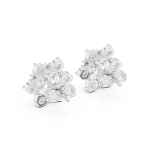 Pair-shot: Round Diamond Earrings with Stud Setting in 14k White Gold - Lab Grown - Driona Jewels