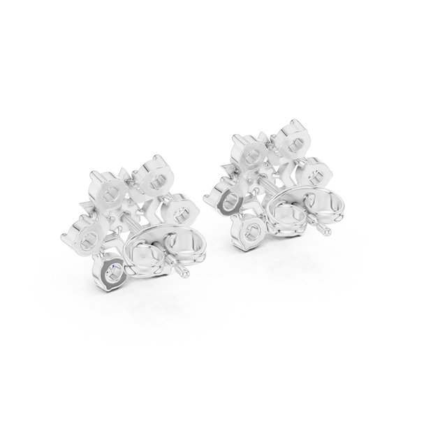 Pair-shot: Round Diamond Earrings with Stud Setting in 14k White Gold - Lab Grown - Driona Jewels