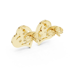 Back-View: Round Diamond Earrings with Stud Setting in 14k Yellow Gold - Lab Grown - Driona Jewels