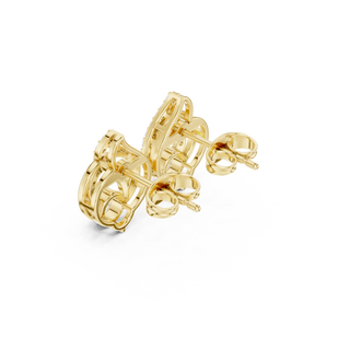 Back-View: Round Diamond Earrings with Stud Setting in 14k Yellow Gold - Lab Grown - Driona Jewels