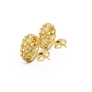 Back-View: Round Diamond Earrings with Stud Setting in 14k Yellow Gold - Lab Grown - Driona Jewels