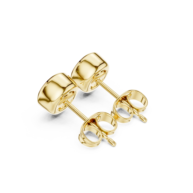Back-View: Round Diamond Earrings with Stud Setting in 14k Yellow Gold - Lab Grown - Driona Jewels