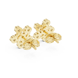 Back-View: Round Diamond Earrings with Stud Setting in 14k Yellow Gold - Lab Grown - Driona Jewels