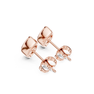 Pair-Shot: Square Diamond Earrings with Stud Setting in 14k Rose Gold - Lab Grown - Driona Jewels