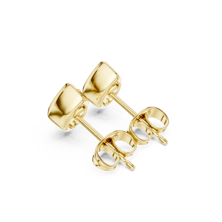 Back-View: Square Diamond Earrings with Stud Setting in 14k Yellow Gold - Lab Grown - Driona Jewels