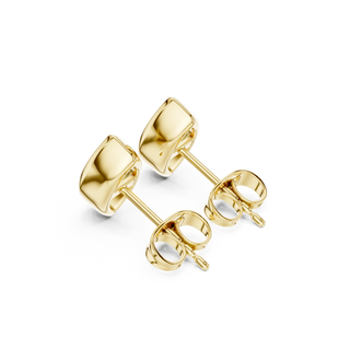 Pair Shot: Square Diamond Earrings with Stud Setting in 14k Yellow Gold - Lab Grown - Driona Jewels