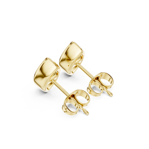 Pair Shot: Square Diamond Earrings with Stud Setting in 14k Yellow Gold - Lab Grown - Driona Jewels