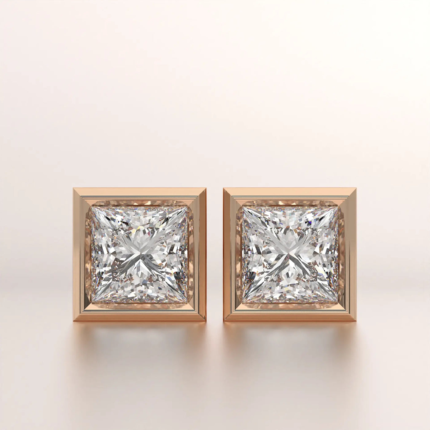 earrings stud diamond rose gold 18k front