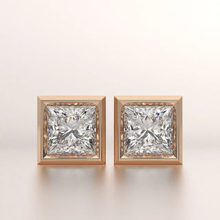 earrings stud diamond rose gold 18k front