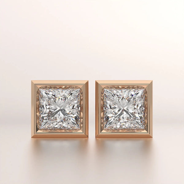earrings stud diamond rose gold 18k front