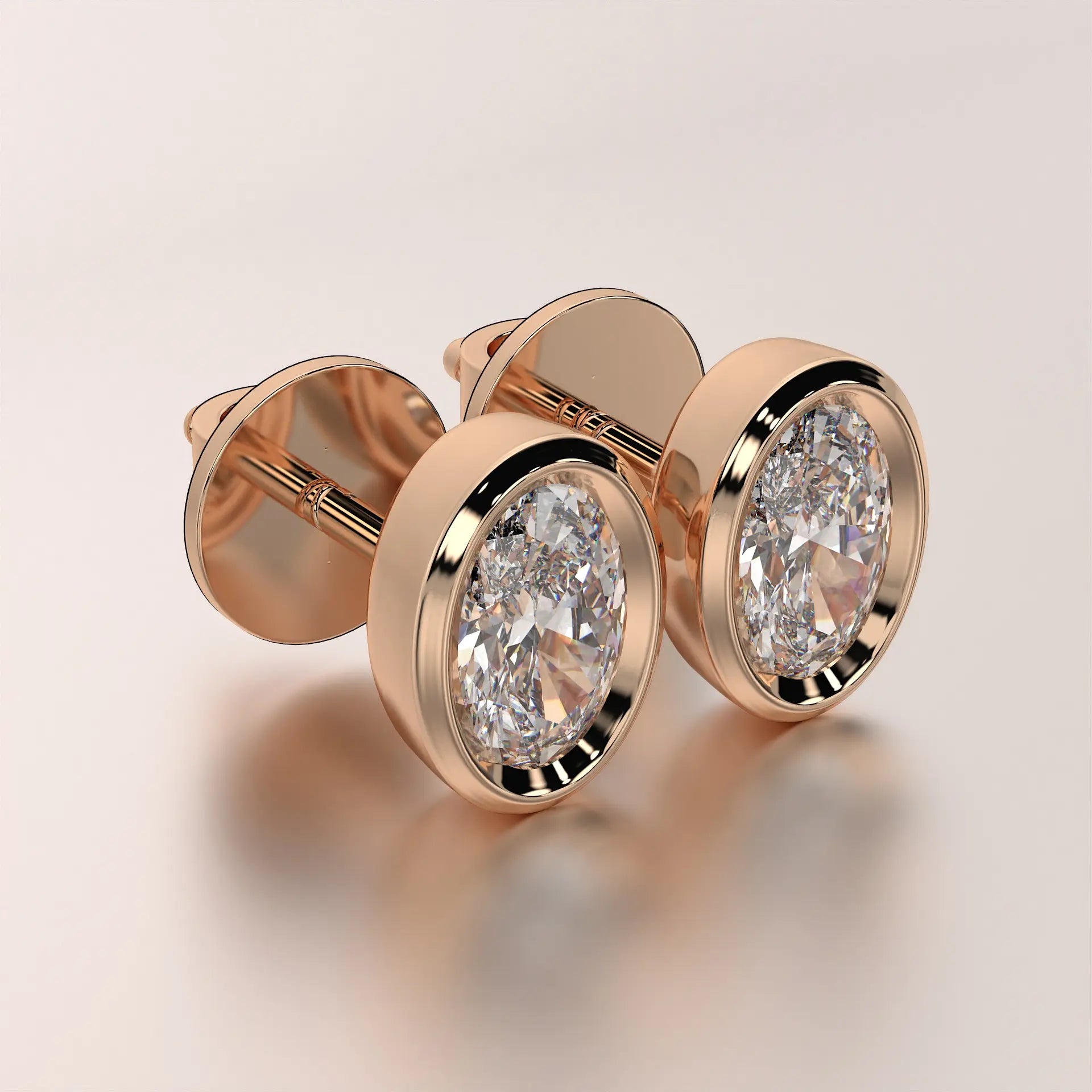 earrings stud diamond rose gold base angled