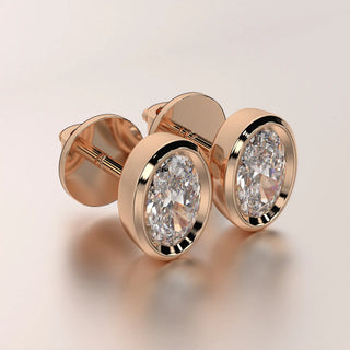 earrings stud diamond rose gold base angled