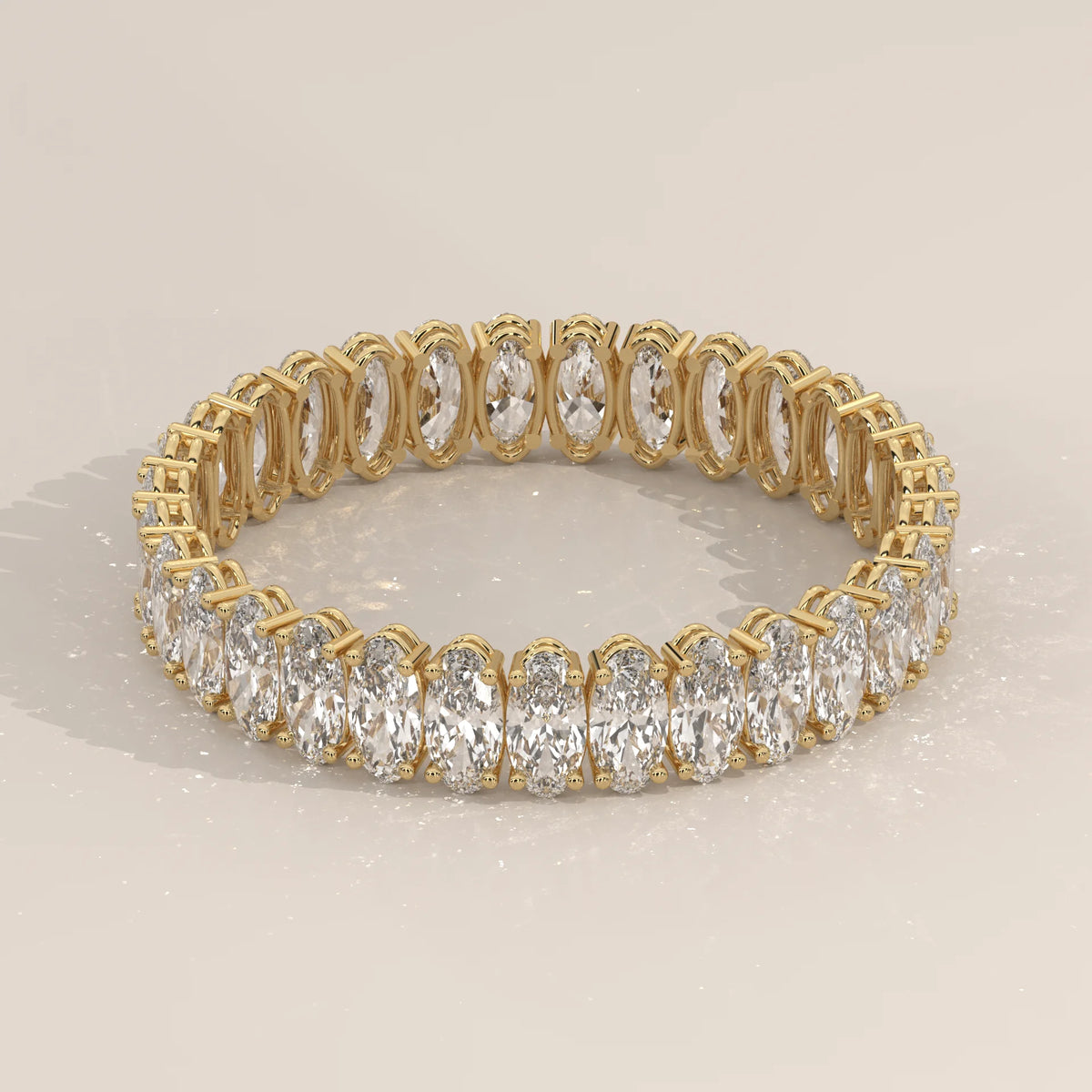 East West Oval Cut Lab Grown Diamond Full Eternity Band in yellow gold, shown from the front.