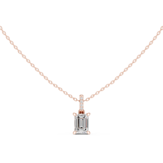 Emerald Cut Diamond Gift Ready Solitaire Pendant Necklace Rose Gold 18k | Lab Grown | Driona Jewels