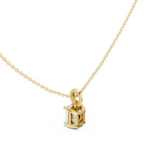 Emerald Cut Diamond Timeless Elegance Solitaire Pendant Necklace Yellow Gold 10k | Lab Grown | Driona Jewels