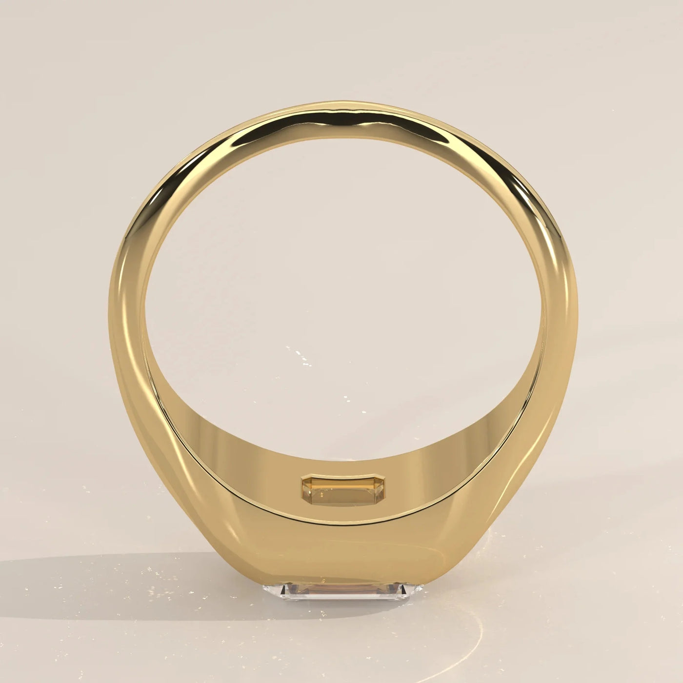 Side Profile: Emerald Cut Diamond Signet Ring with Prong Setting in Yellow Gold – Lab Grown – Driona Jewels
