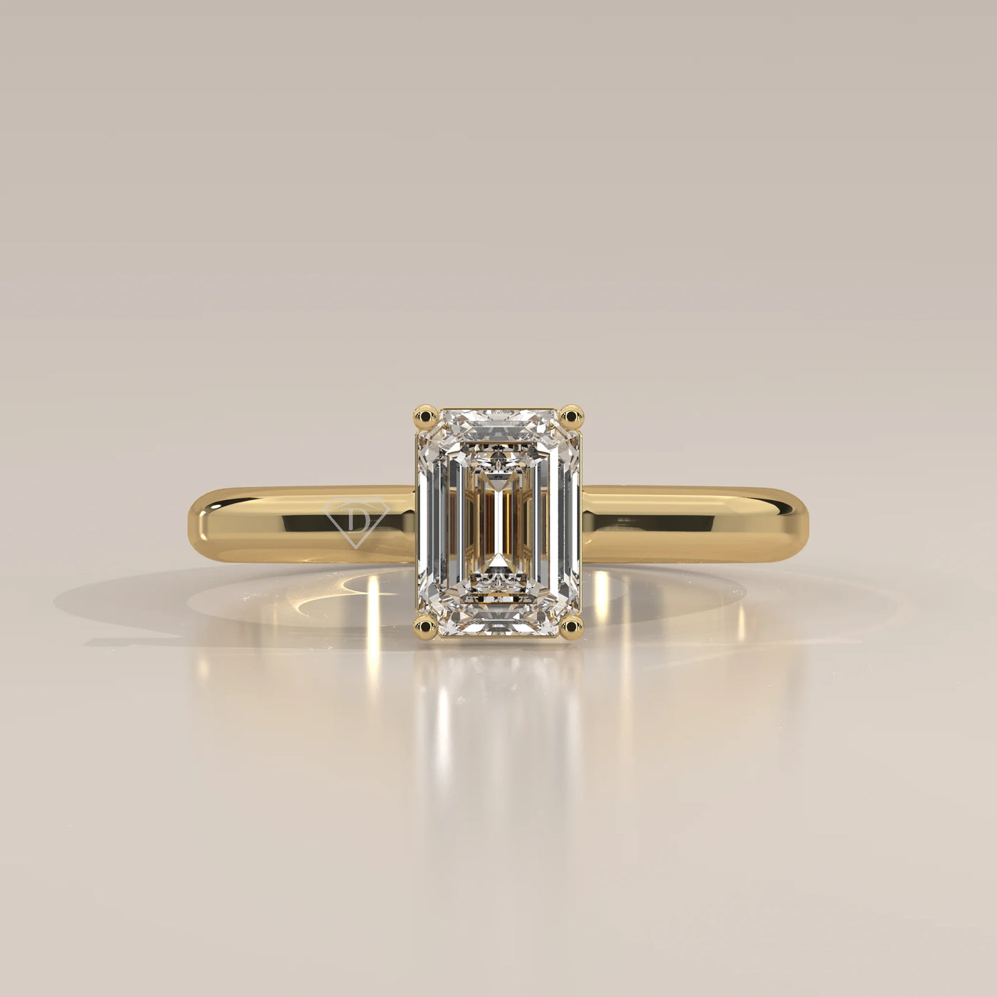 Side Profile: Emerald Cut Diamond Ring with Solitaire Setting in Yellow Gold – Lab Grown – Driona Jewels