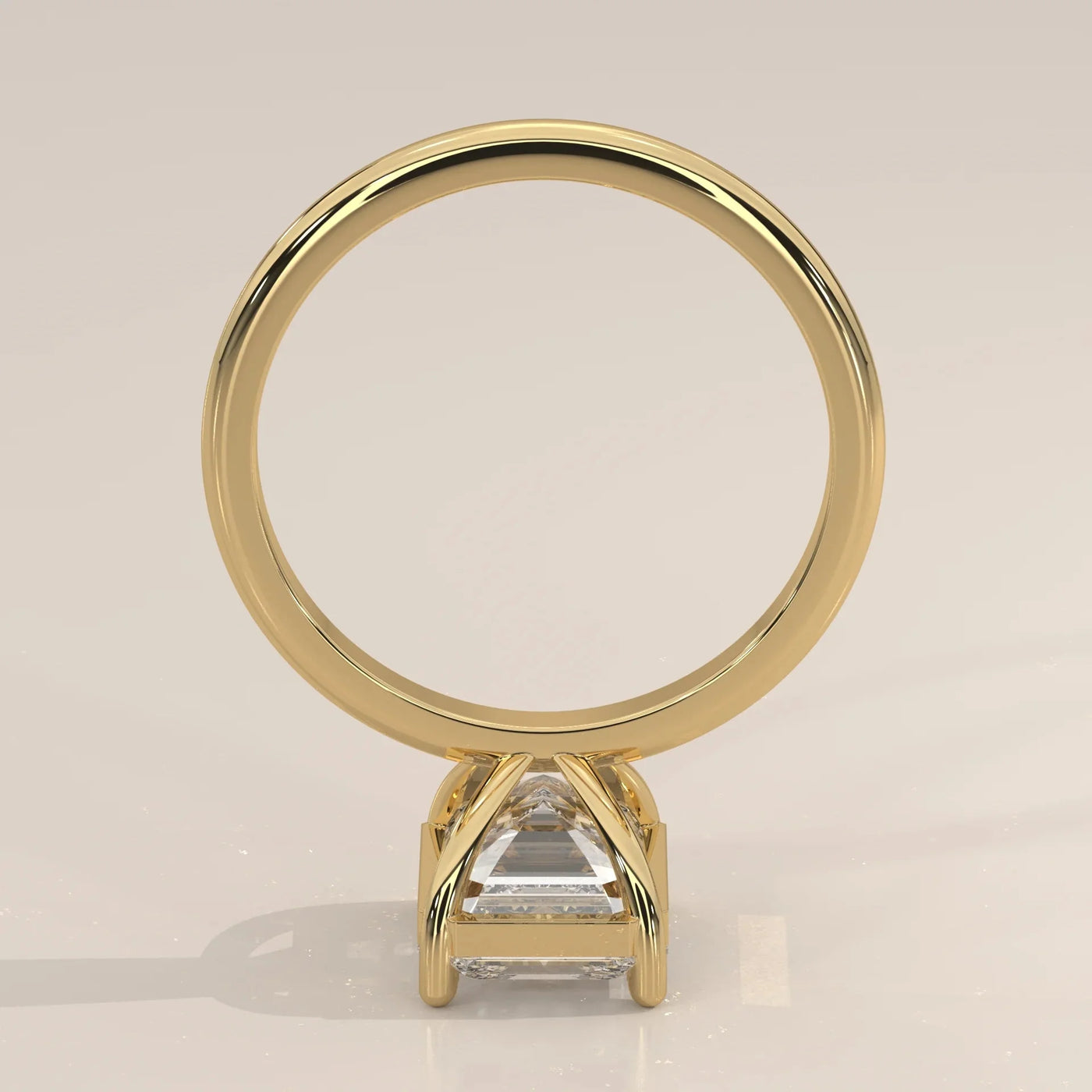Side Profile: Emerald Cut Diamond Ring with Solitaire Setting in Yellow Gold – Lab Grown – Driona Jewels