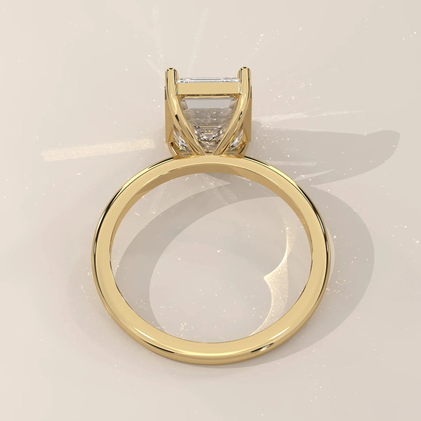 Side Profile: Emerald Cut Diamond Ring with Solitaire Setting in Yellow Gold – Lab Grown – Driona Jewels