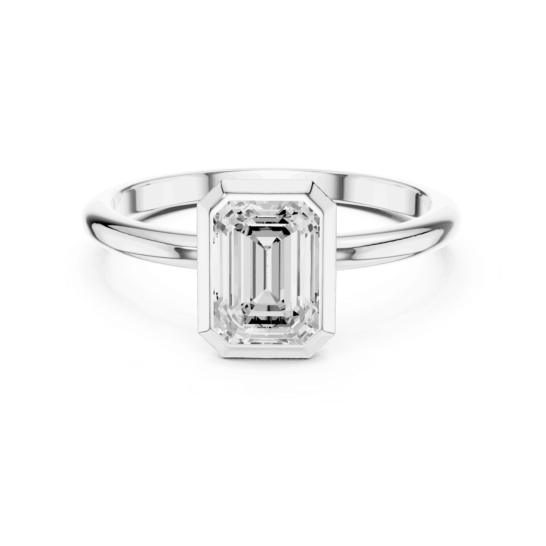 Emerald Diamond Bezel Solitaire Engagement Ring Rose Gold 18K | Lab Grown | Driona Jewels