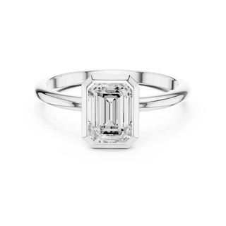 Emerald Diamond Bezel Solitaire Engagement Ring Rose Gold 18K | Lab Grown | Driona Jewels