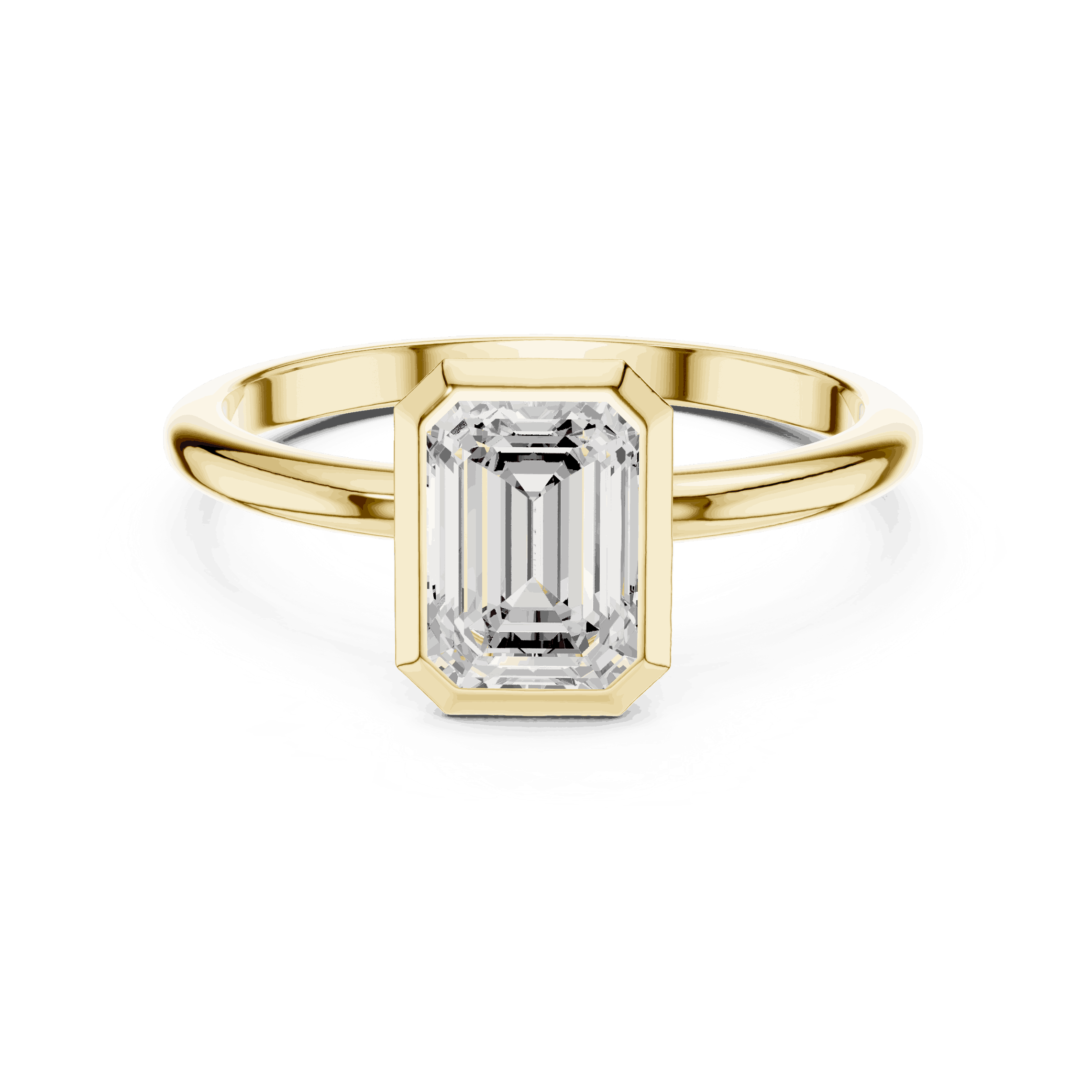 Emerald Diamond Bezel Solitaire Engagement Ring Rose Gold 18K | Lab Grown | Driona Jewels