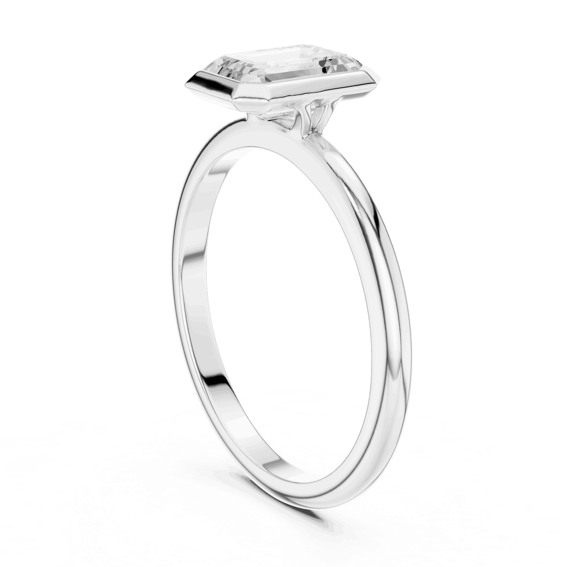 Emerald Diamond Bezel Solitaire Engagement Ring Rose Gold 18K | Lab Grown | Driona Jewels