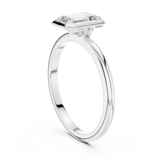 Emerald Diamond Bezel Solitaire Engagement Ring Rose Gold 18K | Lab Grown | Driona Jewels