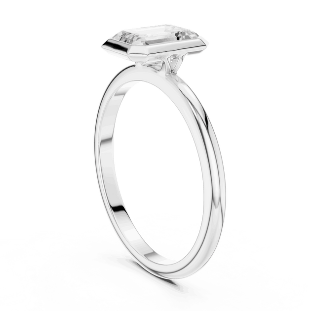 Emerald Diamond Bezel Solitaire Engagement Ring Rose Gold 18K | Lab Grown | Driona Jewels