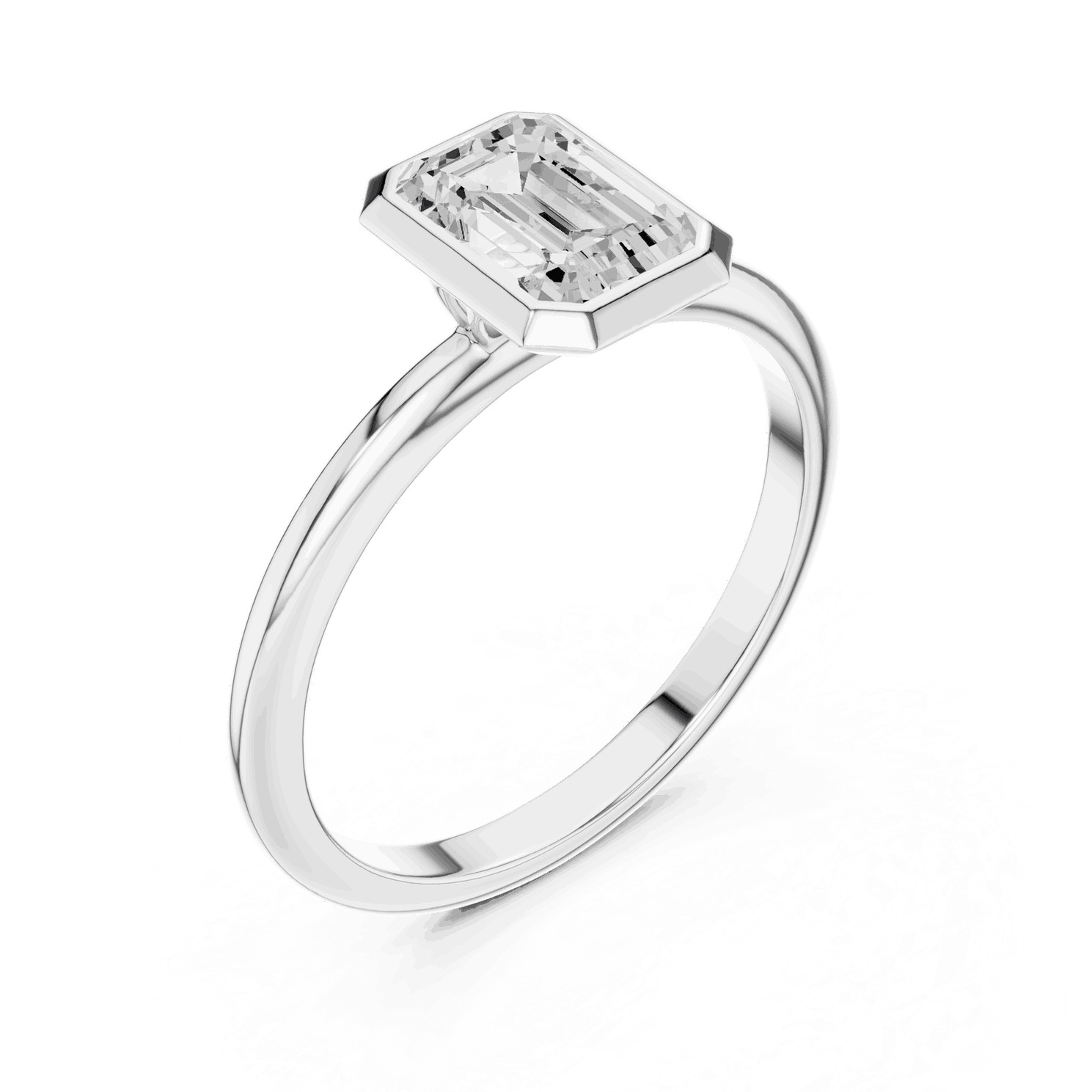 Emerald Diamond Bezel Solitaire Engagement Ring Rose Gold 18K | Lab Grown | Driona Jewels