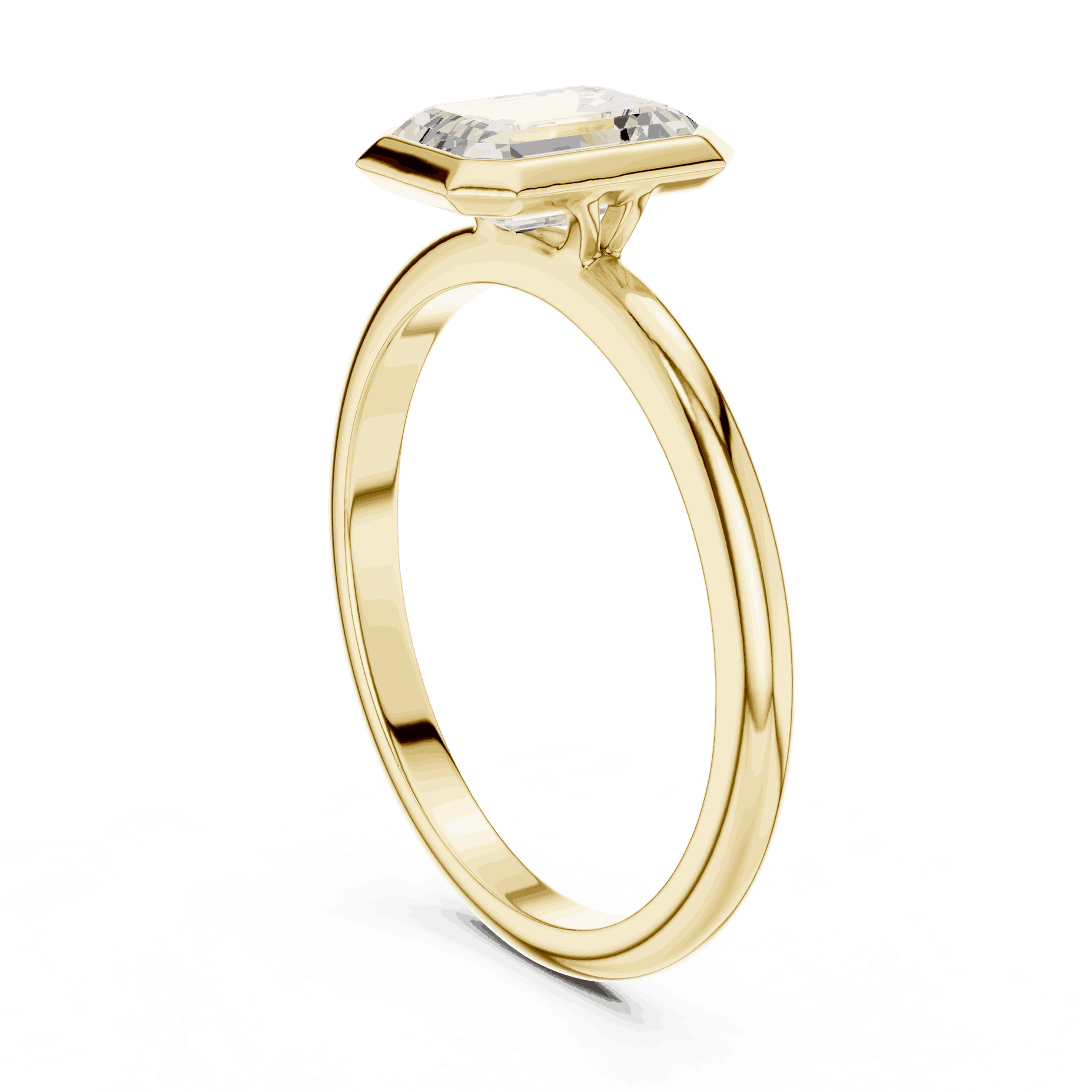 Emerald Diamond Bezel Solitaire Engagement Ring Rose Gold 18K | Lab Grown | Driona Jewels