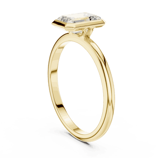 Emerald Diamond Bezel Solitaire Engagement Ring Rose Gold 18K | Lab Grown | Driona Jewels