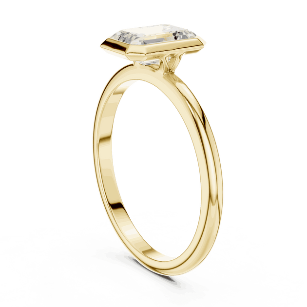 Emerald Diamond Bezel Solitaire Engagement Ring Rose Gold 18K | Lab Grown | Driona Jewels