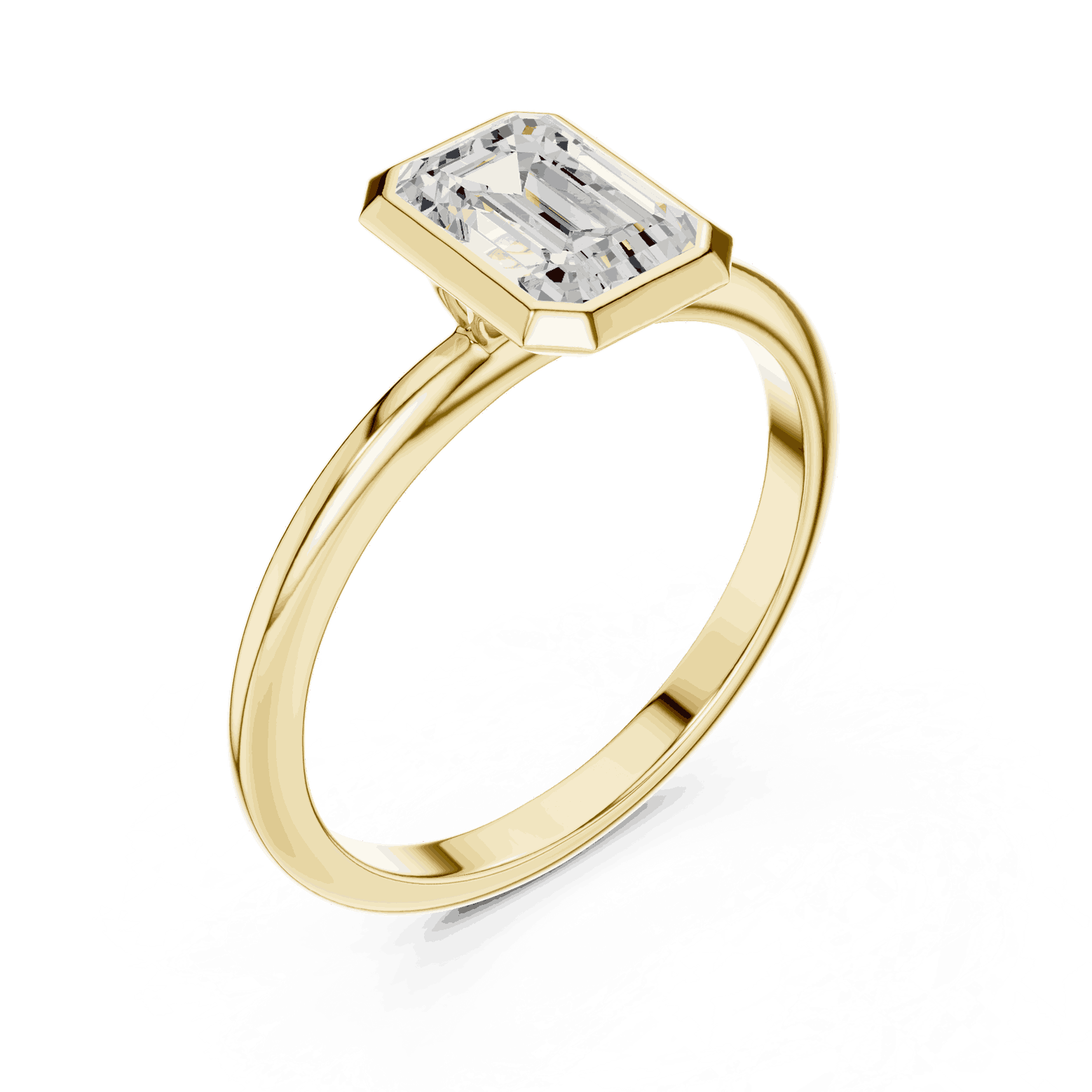 Emerald Diamond Bezel Solitaire Engagement Ring Rose Gold 18K | Lab Grown | Driona Jewels