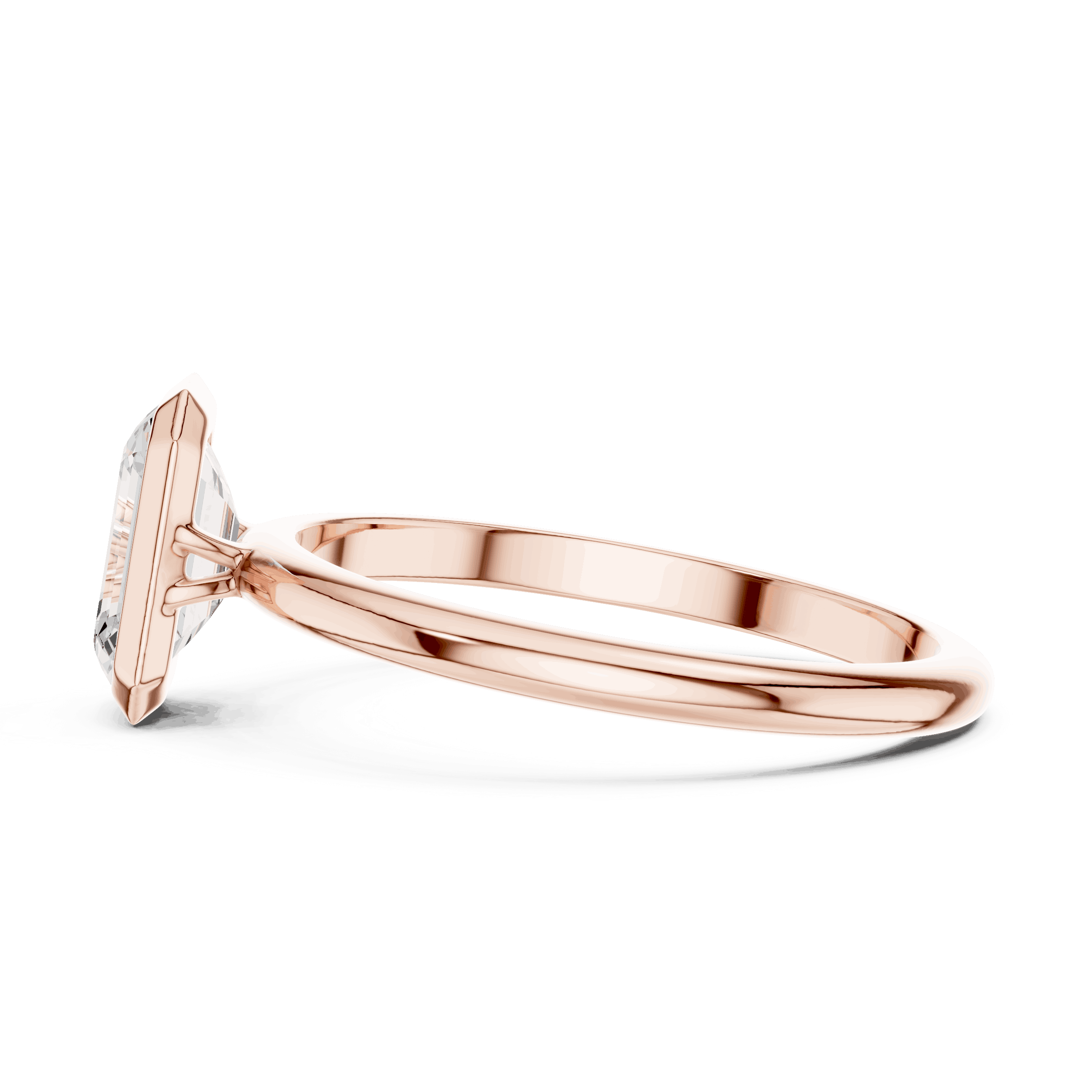Emerald Diamond Bezel Solitaire Engagement Ring Rose Gold 18K | Lab Grown | Driona Jewels