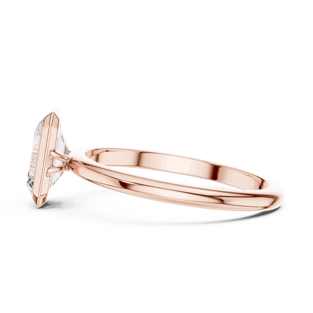 Emerald Diamond Bezel Solitaire Engagement Ring Rose Gold 18K | Lab Grown | Driona Jewels